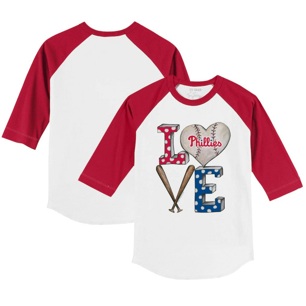 Philadelphia Phillies Tiny Turnip Youth Baseball Love 3/4-Sleeve Raglan T-Shirt - MLB
