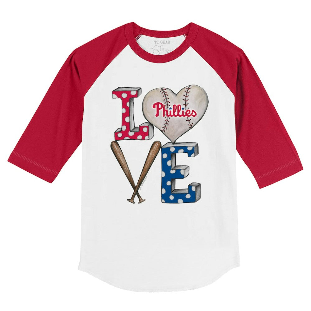 Philadelphia Phillies Tiny Turnip Youth Baseball Love 3/4-Sleeve Raglan T-Shirt - MLB