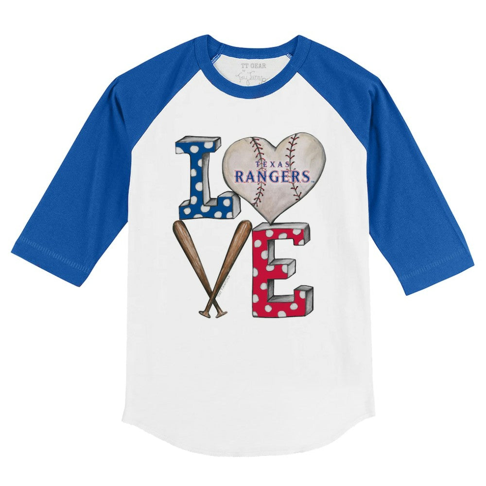 Texas Rangers Tiny Turnip Youth Baseball Love 3/4-Sleeve Raglan T-Shirt - MLB