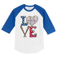 Texas Rangers Tiny Turnip Youth Baseball Love 3/4-Sleeve Raglan T-Shirt - MLB