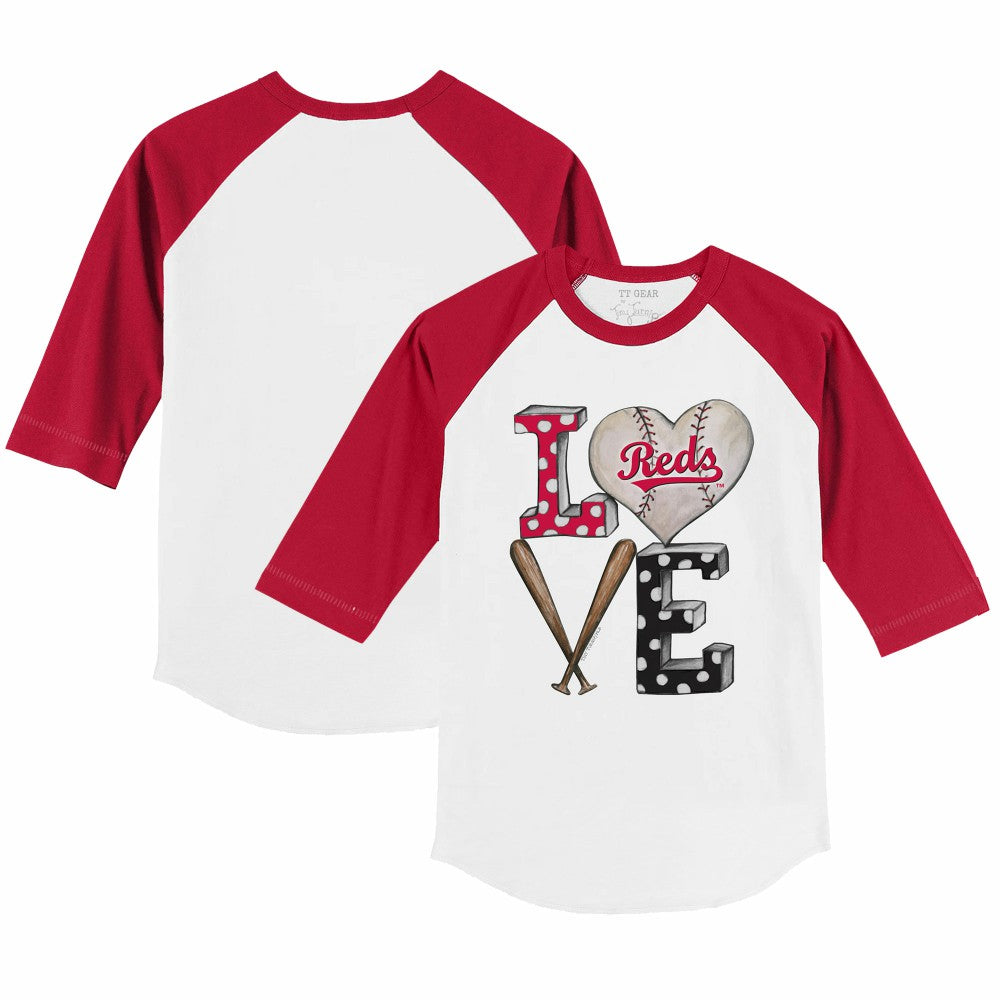 Cincinnati Reds Tiny Turnip Youth Baseball Love 3/4-Sleeve Raglan T-Shirt - MLB