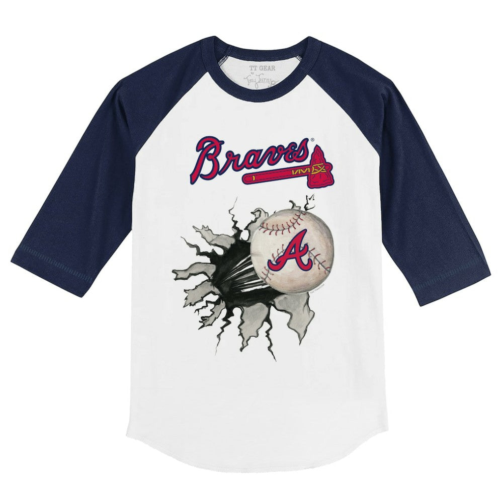 Atlanta Braves Tiny Turnip Youth Baseball Tear 3/4-Sleeve Raglan T-Shirt - MLB