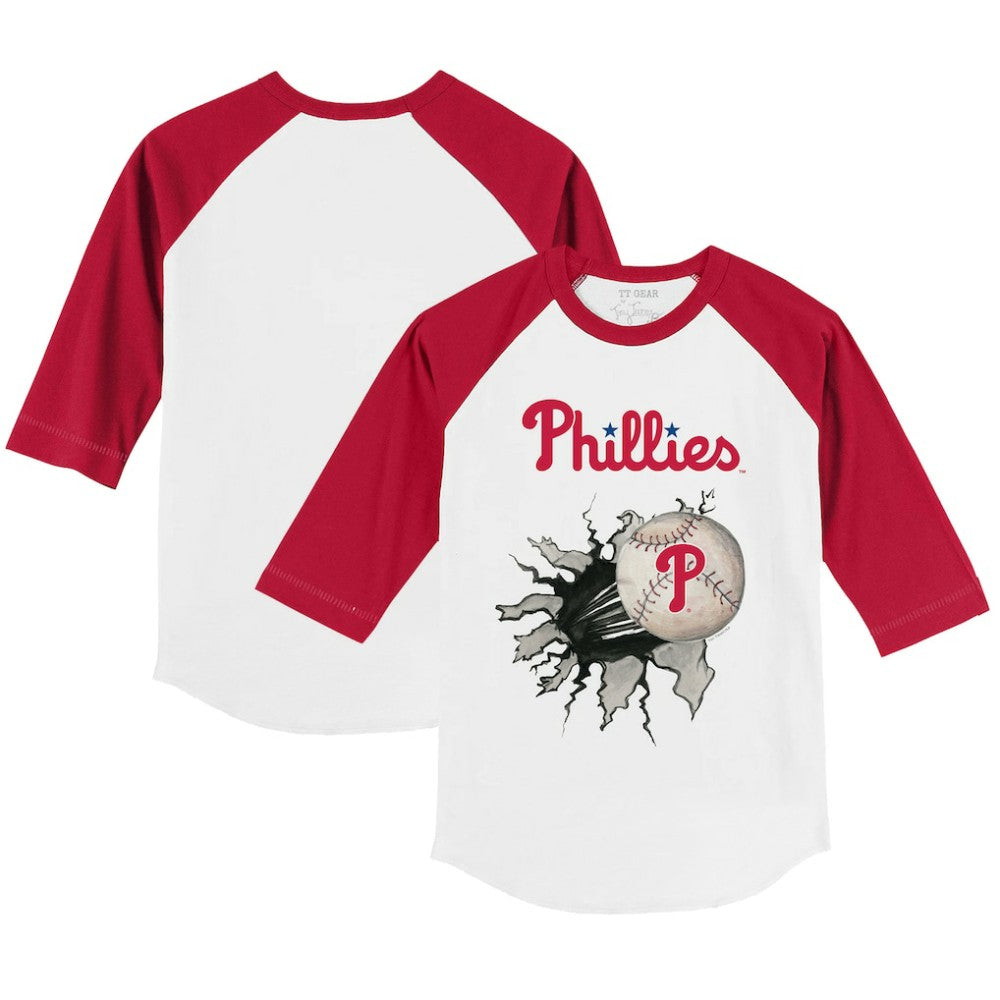 Philadelphia Phillies Tiny Turnip Youth Baseball Tear 3/4-Sleeve Raglan T-Shirt - MLB