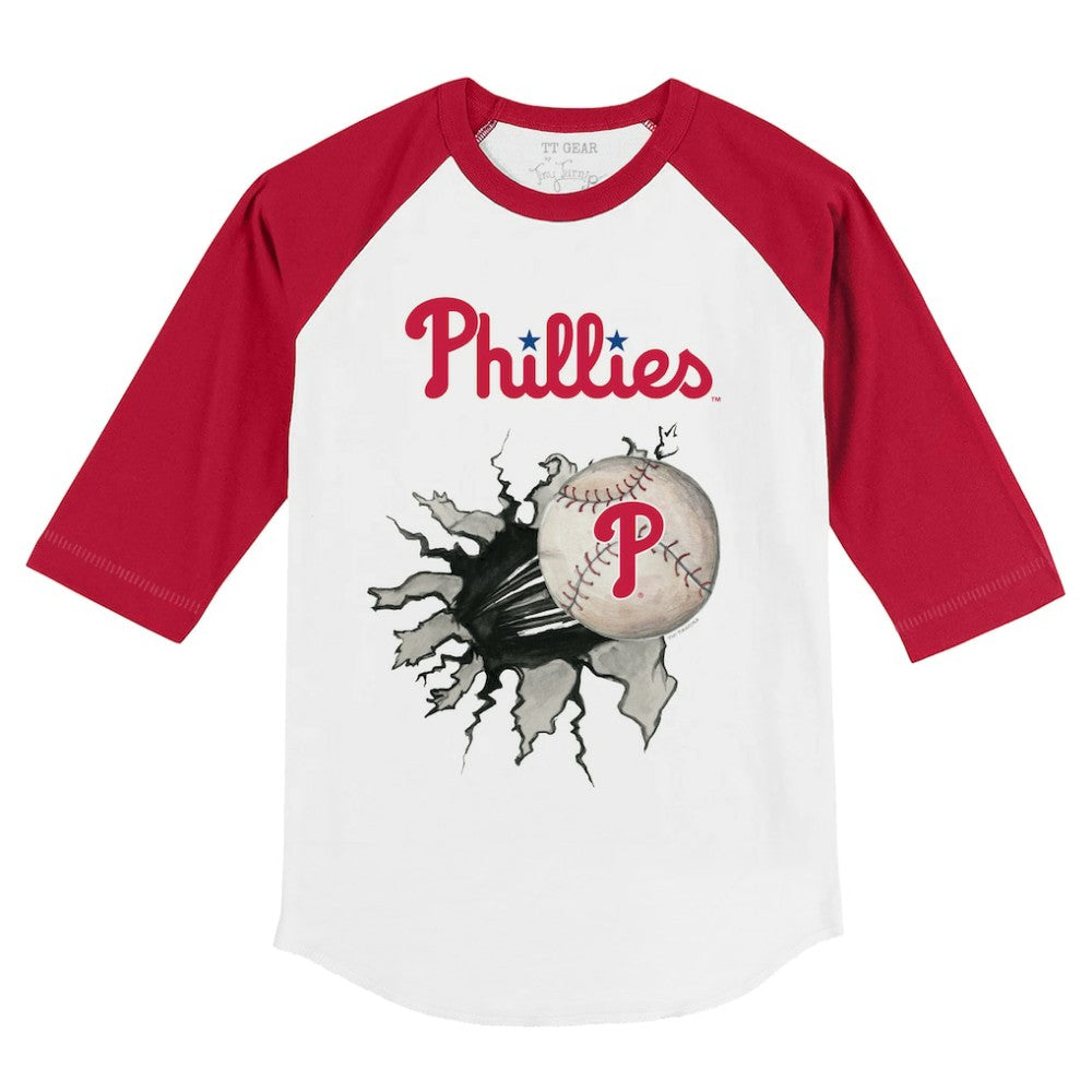 Philadelphia Phillies Tiny Turnip Youth Baseball Tear 3/4-Sleeve Raglan T-Shirt - MLB