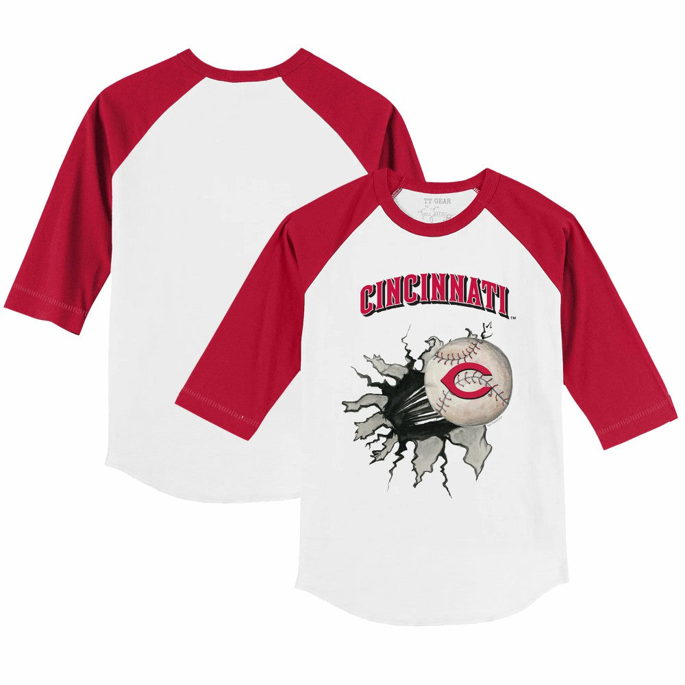 Cincinnati Reds Tiny Turnip Youth Baseball Tear 3/4-Sleeve Raglan T-Shirt - MLB
