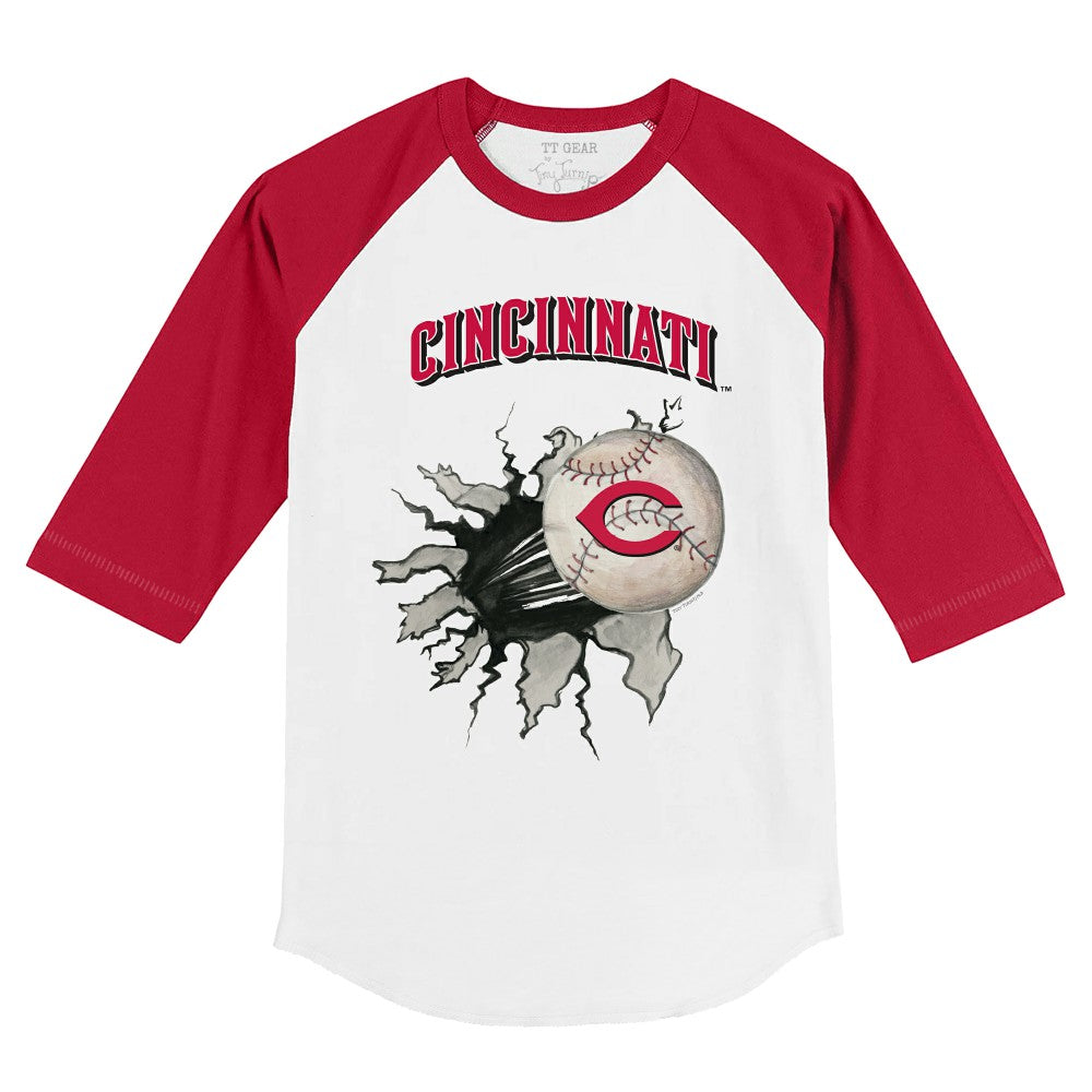 Cincinnati Reds Tiny Turnip Youth Baseball Tear 3/4-Sleeve Raglan T-Shirt - MLB