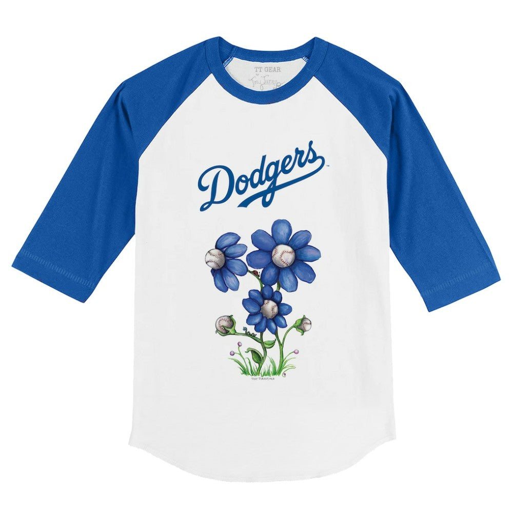 Los Angeles Dodgers Tiny Turnip Youth Blooming Baseballs 3/4-Sleeve Raglan T-Shirt - MLB