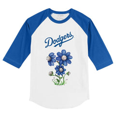 Los Angeles Dodgers Tiny Turnip Youth Blooming Baseballs 3/4-Sleeve Raglan T-Shirt - MLB