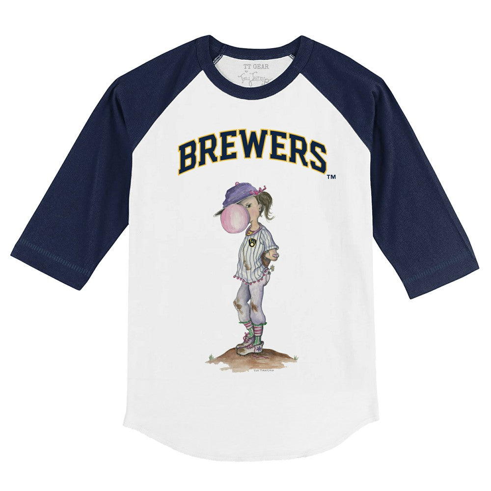 Milwaukee Brewers Tiny Turnip Youth Bubbles 3/4-Sleeve Raglan T-Shirt - MLB