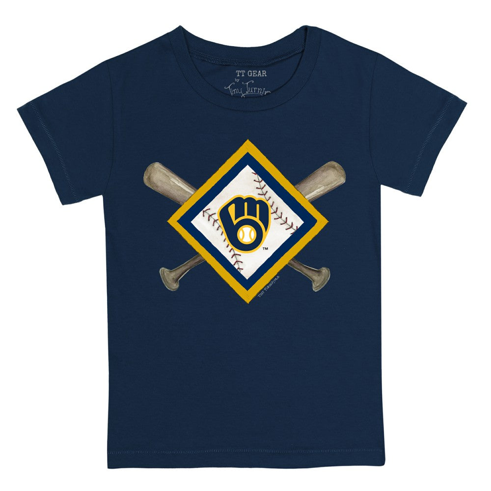 Milwaukee Brewers Tiny Turnip Youth Diamond Cross Bats T-Shirt - MLB