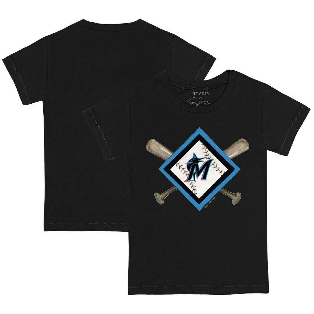 Miami Marlins Tiny Turnip Youth Diamond Cross Bats T-Shirt - MLB