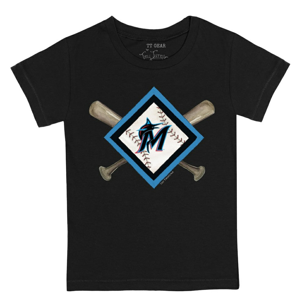 Miami Marlins Tiny Turnip Youth Diamond Cross Bats T-Shirt - MLB