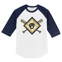 Milwaukee Brewers Tiny Turnip Youth Diamond Cross Bats 3/4-Sleeve Raglan T-Shirt - MLB