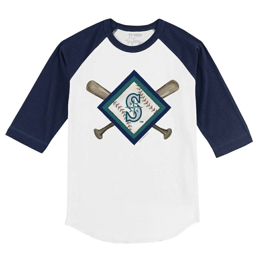 Seattle Mariners Tiny Turnip Youth Diamond Cross Bats 3/4-Sleeve Raglan T-Shirt - MLB