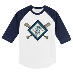Seattle Mariners Tiny Turnip Youth Diamond Cross Bats 3/4-Sleeve Raglan T-Shirt - MLB