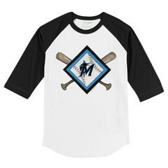 Miami Marlins Tiny Turnip Youth Diamond Cross Bats 3/4-Sleeve Raglan T-Shirt - MLB