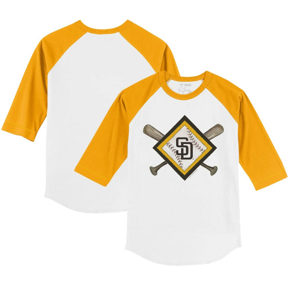 San Diego Padres Tiny Turnip Youth Diamond Cross Bats 3/4-Sleeve Raglan T-Shirt - MLB