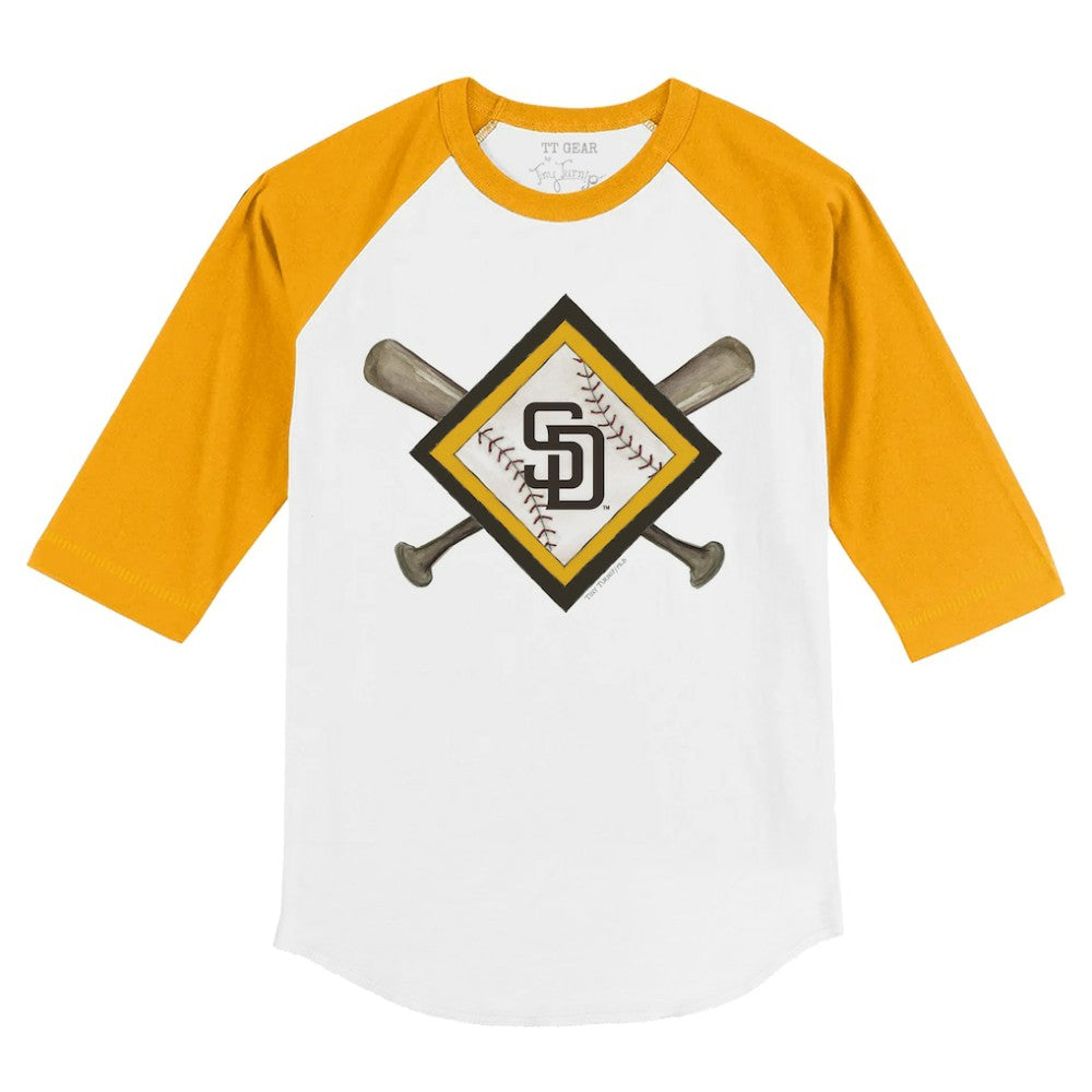 San Diego Padres Tiny Turnip Youth Diamond Cross Bats 3/4-Sleeve Raglan T-Shirt - MLB