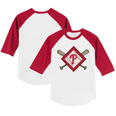 Philadelphia Phillies Tiny Turnip Youth Diamond Cross Bats 3/4-Sleeve Raglan T-Shirt - MLB
