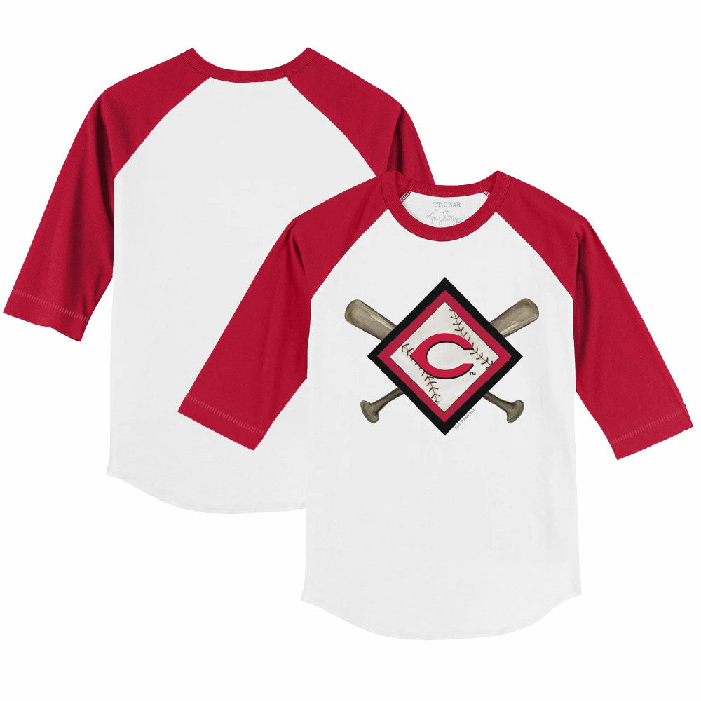 Cincinnati Reds Tiny Turnip Youth Diamond Cross Bats 3/4-Sleeve Raglan T-Shirt - MLB