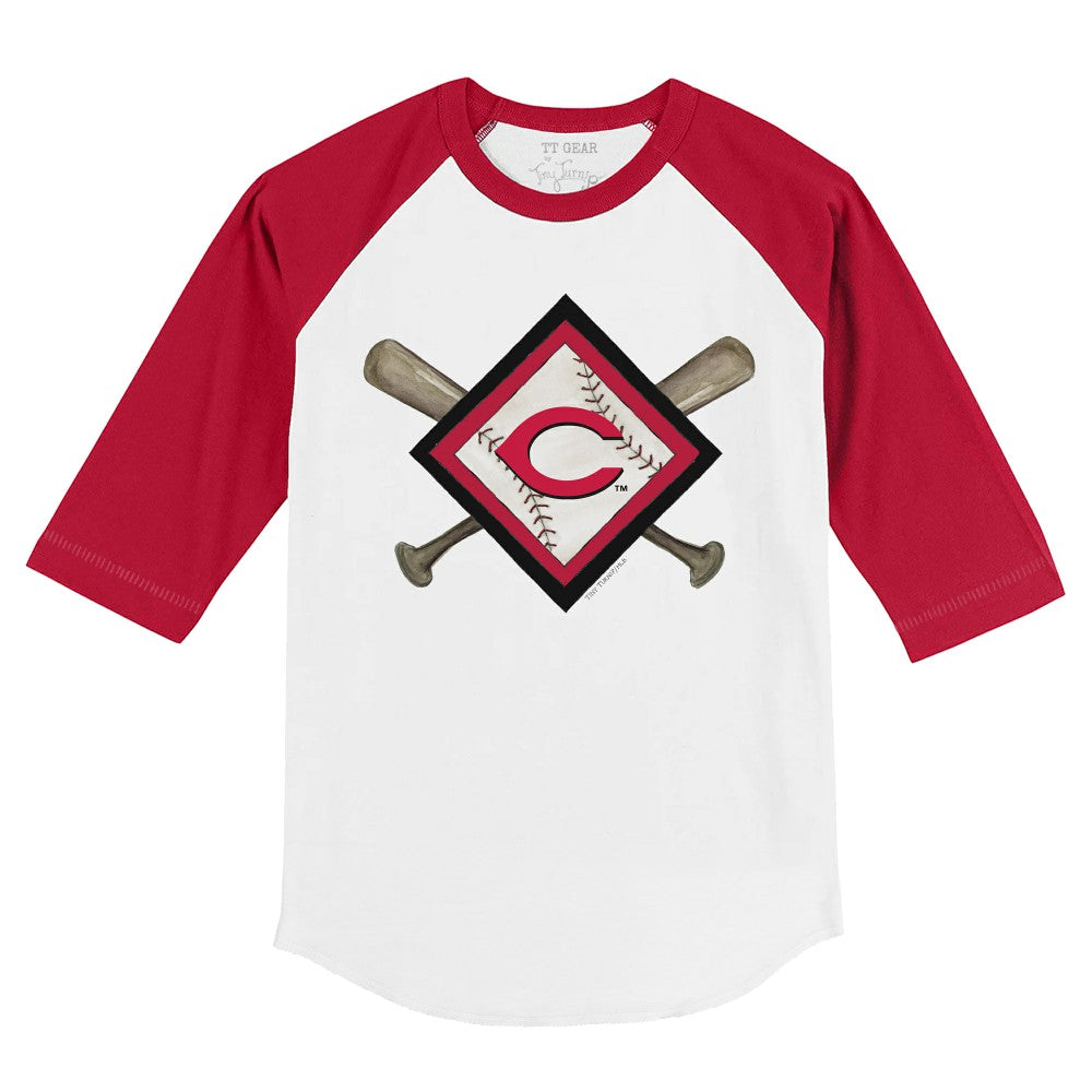 Cincinnati Reds Tiny Turnip Youth Diamond Cross Bats 3/4-Sleeve Raglan T-Shirt - MLB