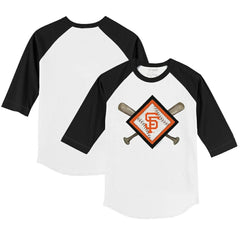 San Francisco Giants Tiny Turnip Youth Diamond Cross Bats 3/4-Sleeve Raglan T-Shirt - MLB