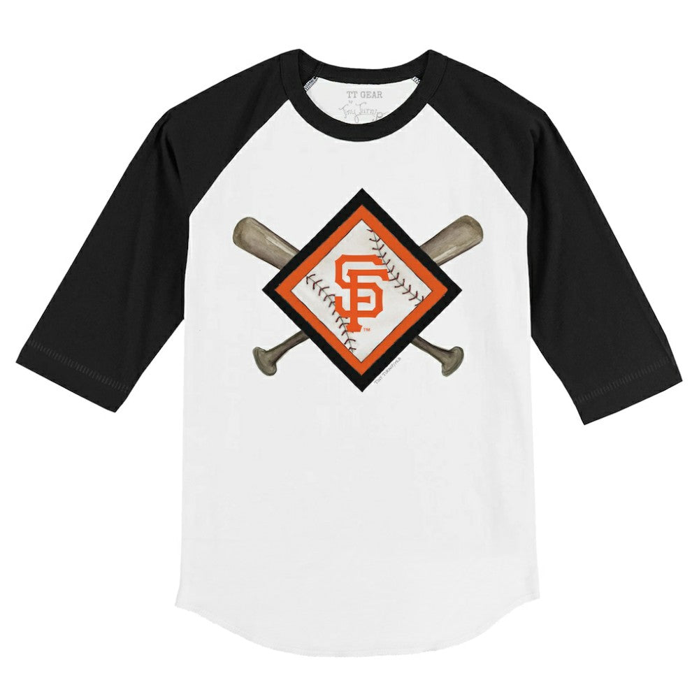 San Francisco Giants Tiny Turnip Youth Diamond Cross Bats 3/4-Sleeve Raglan T-Shirt - MLB