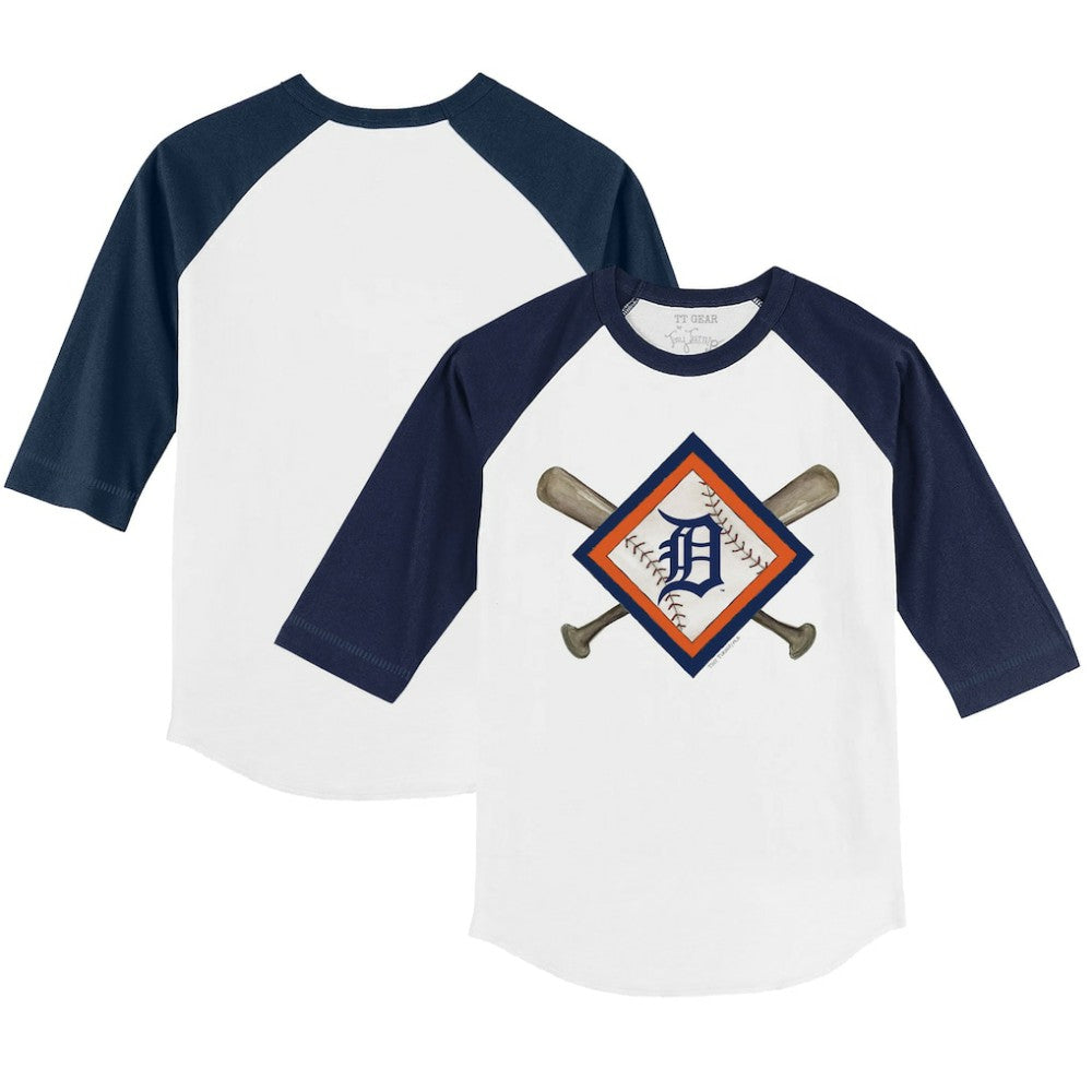 Detroit Tigers Tiny Turnip Youth Diamond Cross Bats 3/4-Sleeve Raglan T-Shirt - MLB
