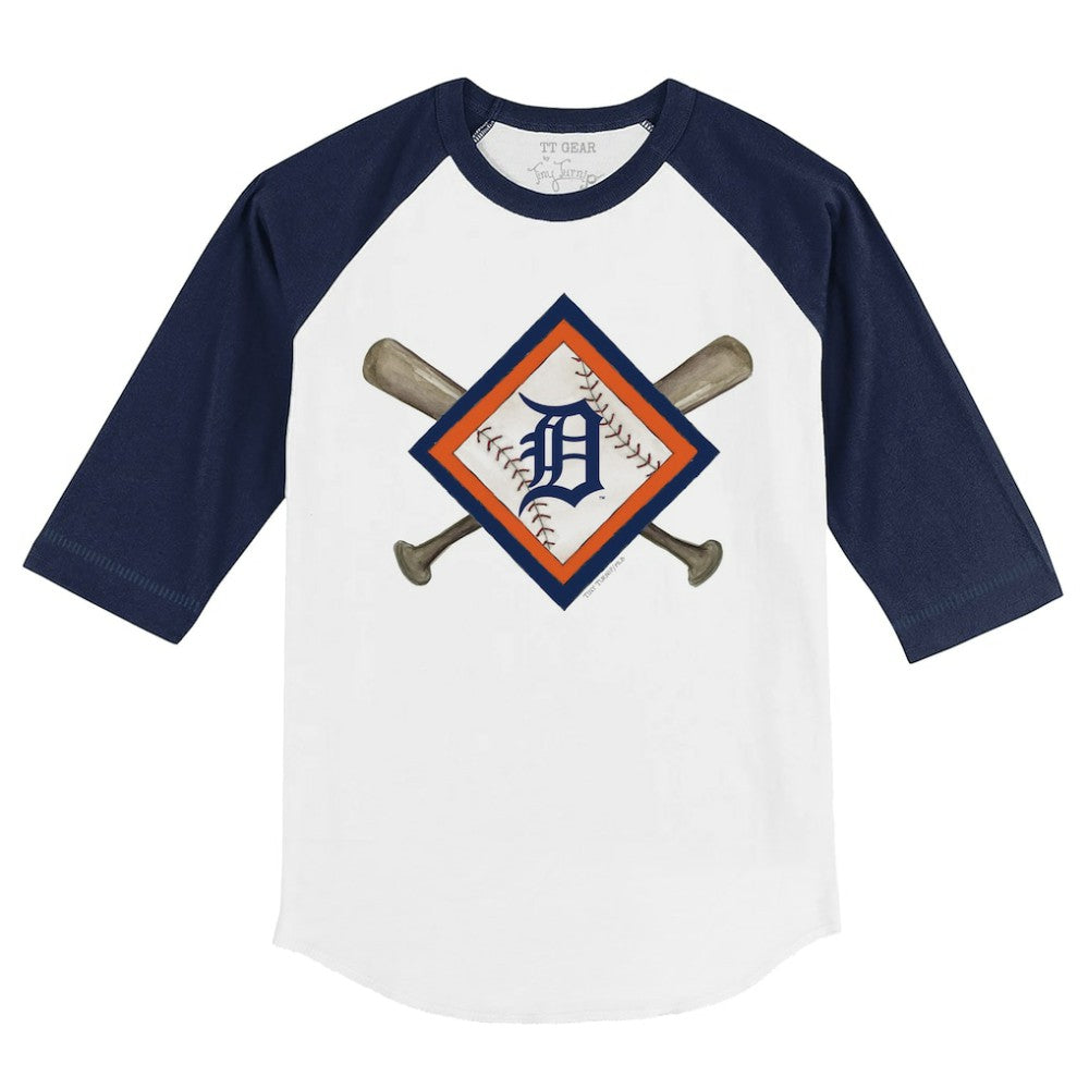 Detroit Tigers Tiny Turnip Youth Diamond Cross Bats 3/4-Sleeve Raglan T-Shirt - MLB