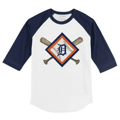 Detroit Tigers Tiny Turnip Youth Diamond Cross Bats 3/4-Sleeve Raglan T-Shirt - MLB