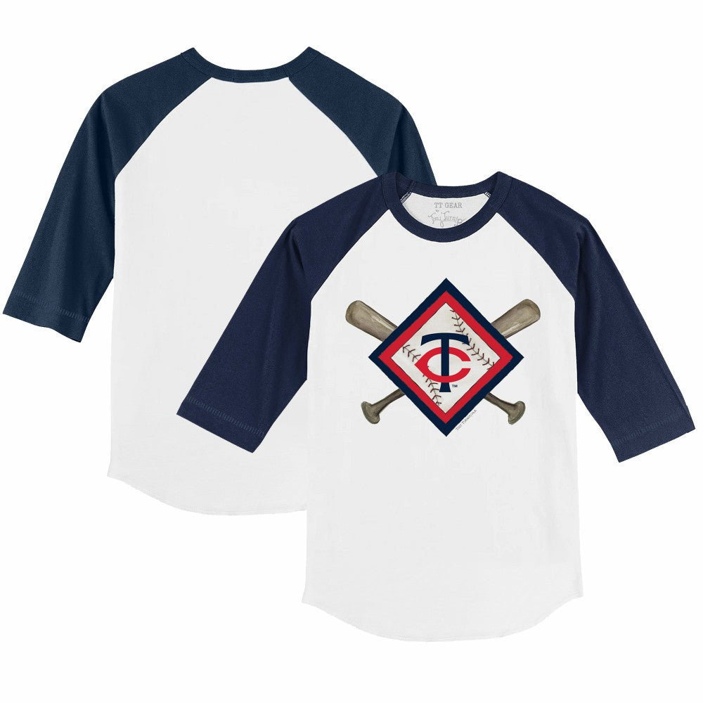 Minnesota Twins Tiny Turnip Youth Diamond Cross Bats 3/4-Sleeve Raglan T-Shirt - MLB