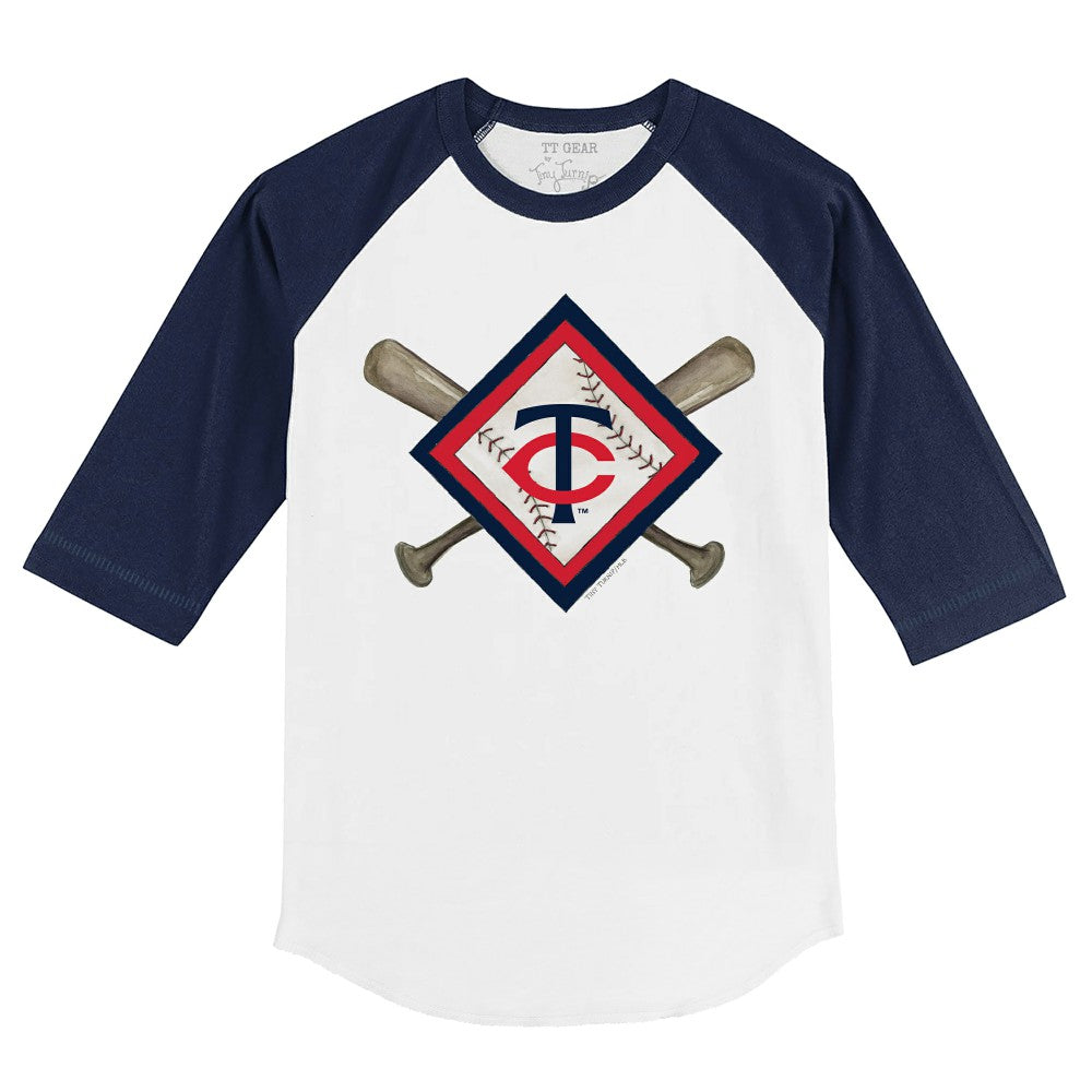 Minnesota Twins Tiny Turnip Youth Diamond Cross Bats 3/4-Sleeve Raglan T-Shirt - MLB