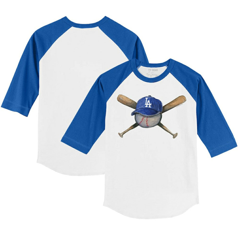 Los Angeles Dodgers Tiny Turnip Youth Hat Crossbats 3/4-Sleeve Raglan T-Shirt - MLB