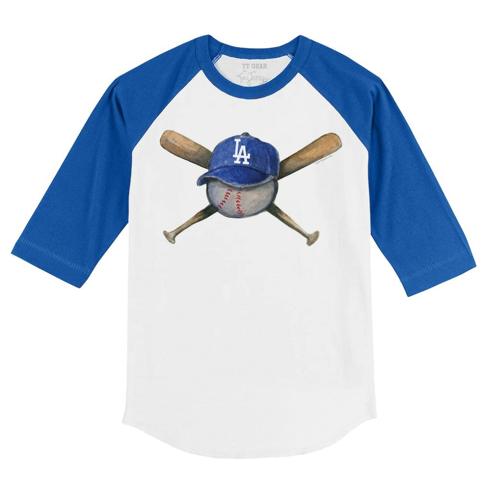 Los Angeles Dodgers Tiny Turnip Youth Hat Crossbats 3/4-Sleeve Raglan T-Shirt - MLB