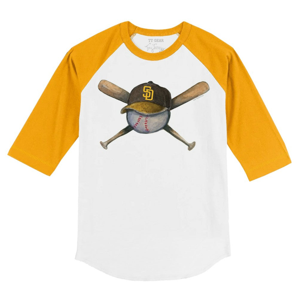 San Diego Padres Tiny Turnip Youth Hat Crossbats 3/4-Sleeve Raglan T-Shirt - MLB