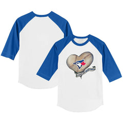 Toronto Blue Jays Tiny Turnip Youth Heart Banner 3/4-Sleeve Raglan T-Shirt - MLB