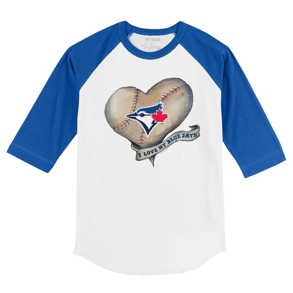 Toronto Blue Jays Tiny Turnip Youth Heart Banner 3/4-Sleeve Raglan T-Shirt - MLB