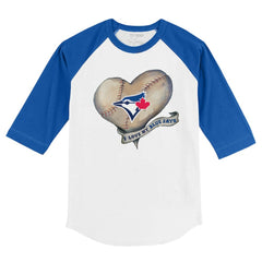Toronto Blue Jays Tiny Turnip Youth Heart Banner 3/4-Sleeve Raglan T-Shirt - MLB