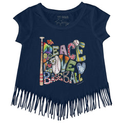 Tampa Bay Rays Tiny Turnip Girls Youth Peace Love Baseball Fringe T-Shirt - MLB