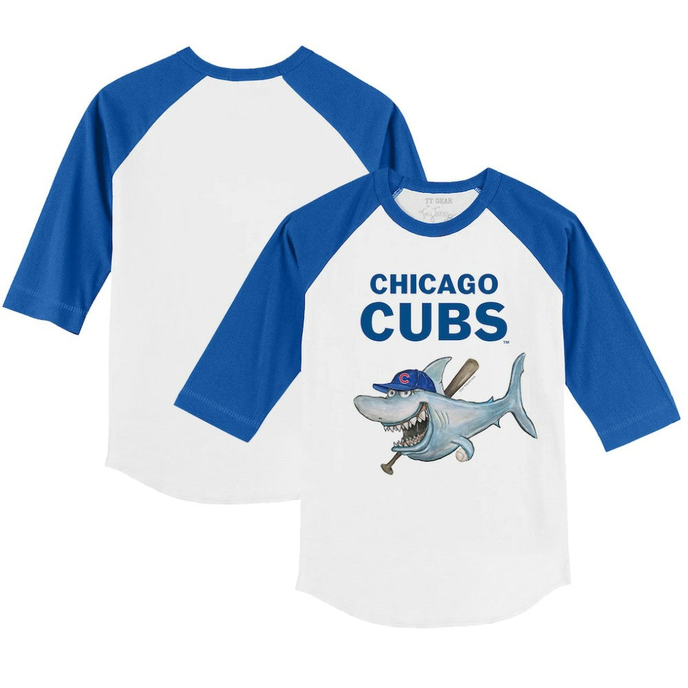 Chicago Cubs Tiny Turnip Youth Shark 3/4-Sleeve Raglan T-Shirt - MLB