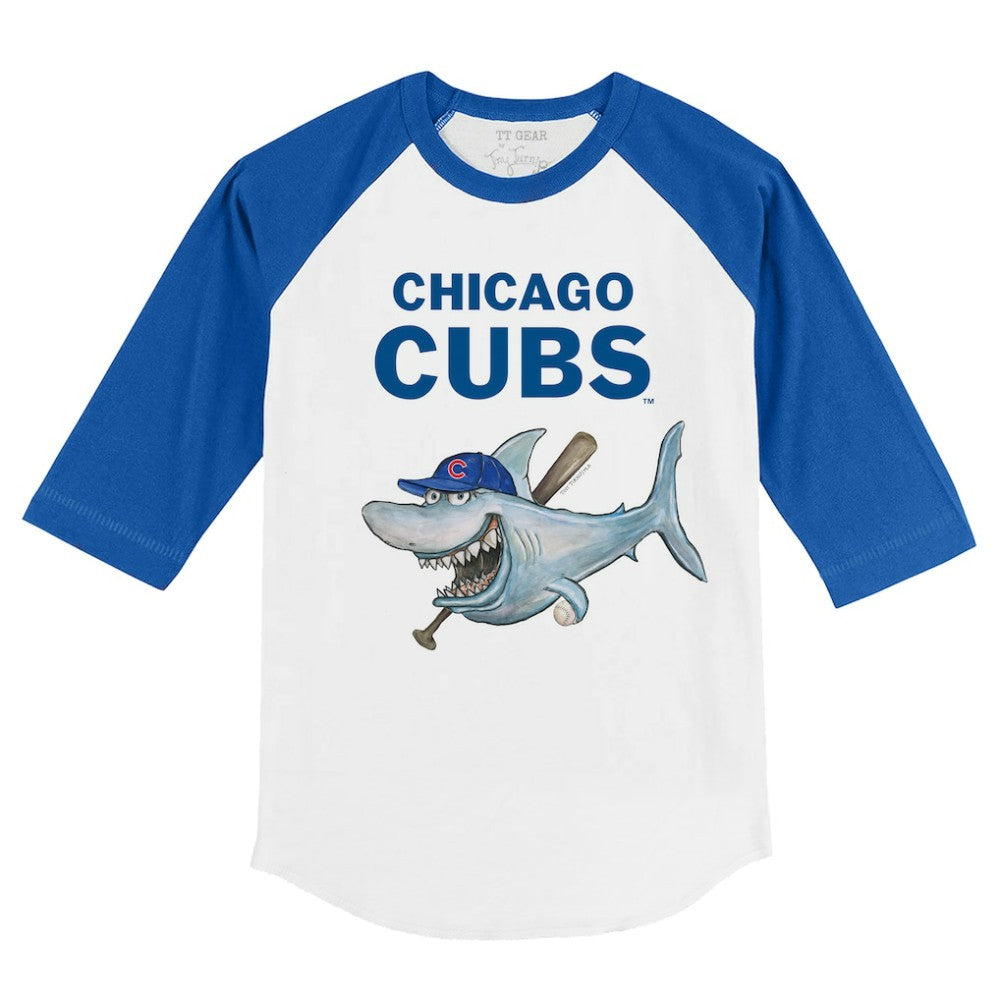 Chicago Cubs Tiny Turnip Youth Shark 3/4-Sleeve Raglan T-Shirt - MLB