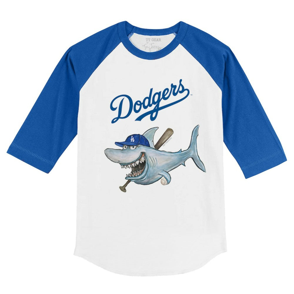 Los Angeles Dodgers Tiny Turnip Youth Shark 3/4-Sleeve Raglan T-Shirt - MLB