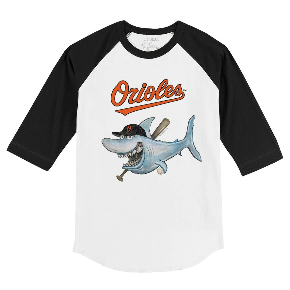 Baltimore Orioles Tiny Turnip Youth Shark 3/4-Sleeve Raglan T-Shirt - MLB