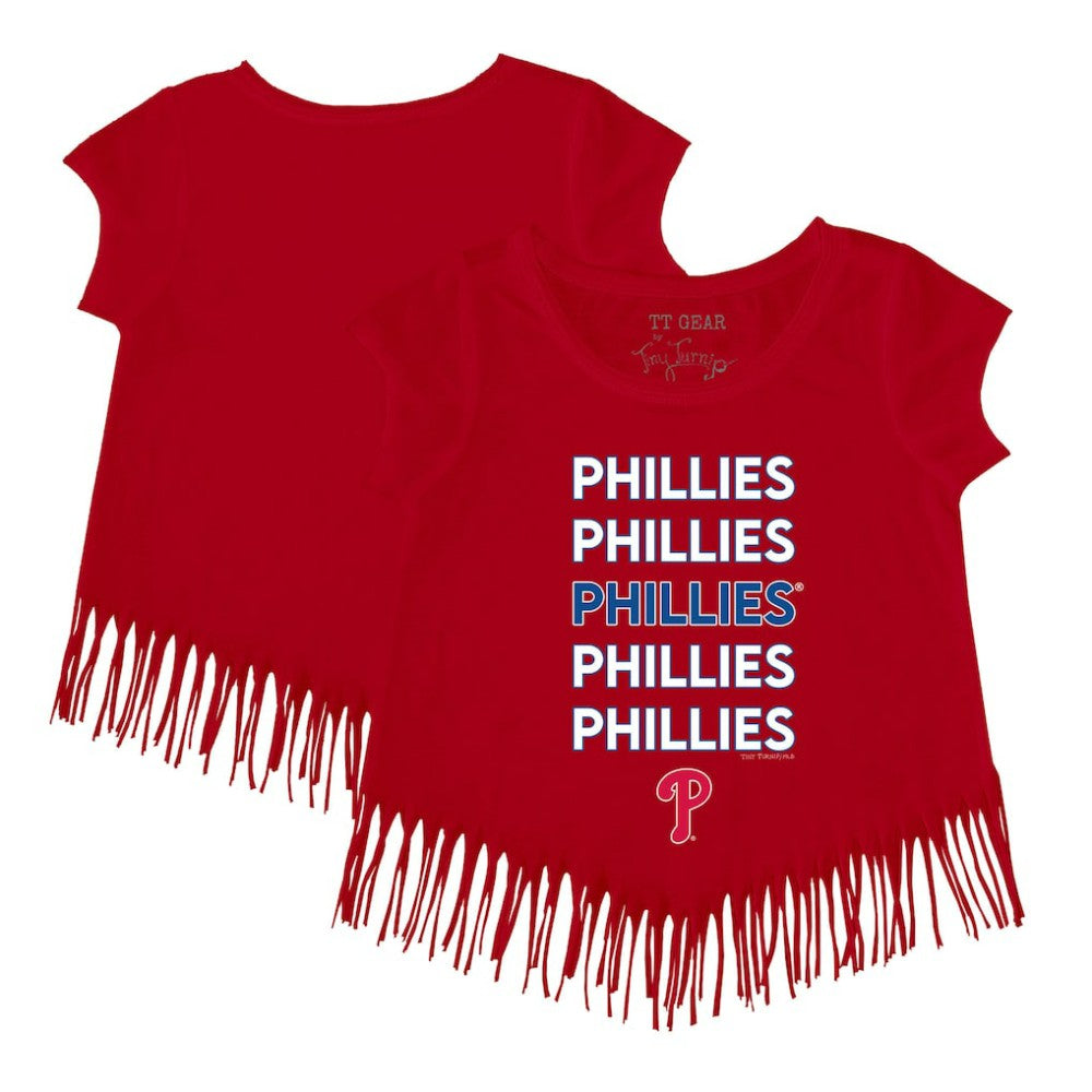 Philadelphia Phillies Tiny Turnip Girls Youth Stacked Fringe T-Shirt - MLB
