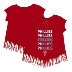 Philadelphia Phillies Tiny Turnip Girls Youth Stacked Fringe T-Shirt - MLB