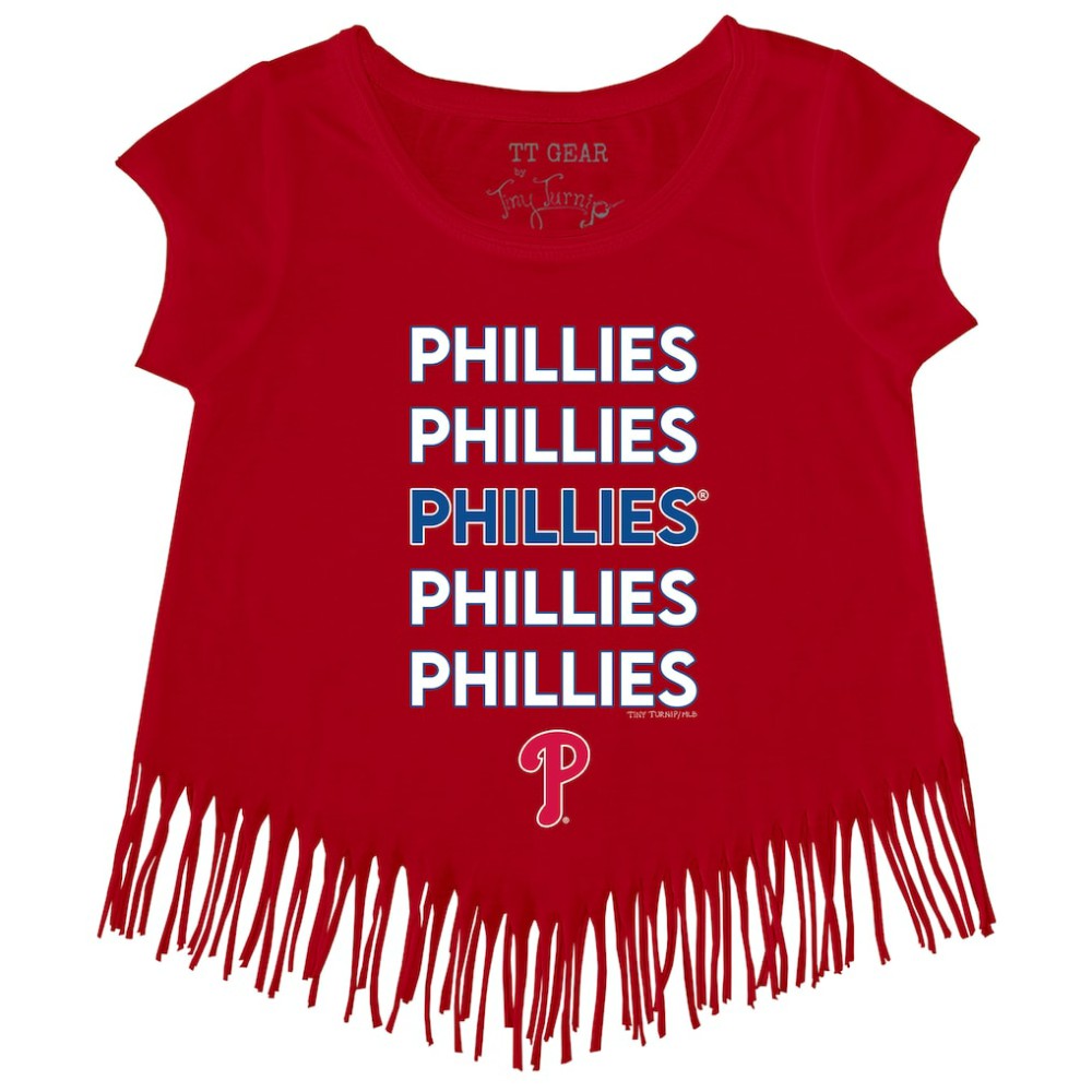 Philadelphia Phillies Tiny Turnip Girls Youth Stacked Fringe T-Shirt - MLB