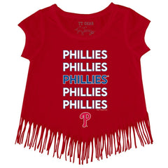 Philadelphia Phillies Tiny Turnip Girls Youth Stacked Fringe T-Shirt - MLB