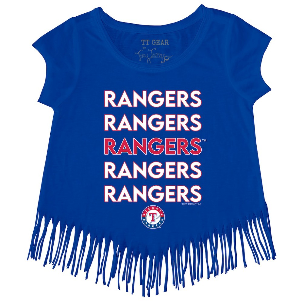 Texas Rangers Tiny Turnip Girls Youth Stacked Fringe T-Shirt - MLB