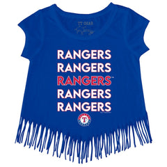 Texas Rangers Tiny Turnip Girls Youth Stacked Fringe T-Shirt - MLB