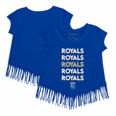 Kansas City Royals Tiny Turnip Girls Youth Stacked Fringe T-Shirt - MLB